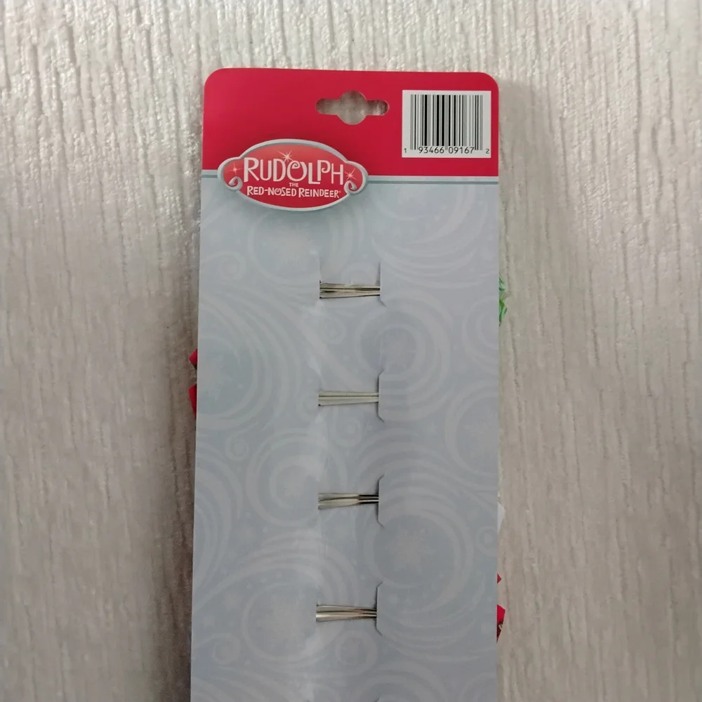 Kids Hair Bow Pinch Clip Set of 7 - Licensed Charater RUDOLPH Christmas